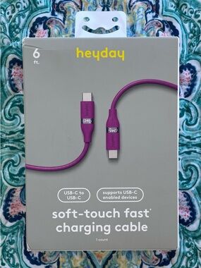 heyday magenta USB-C to USB-C Soft-Touch Fast Charging Cable